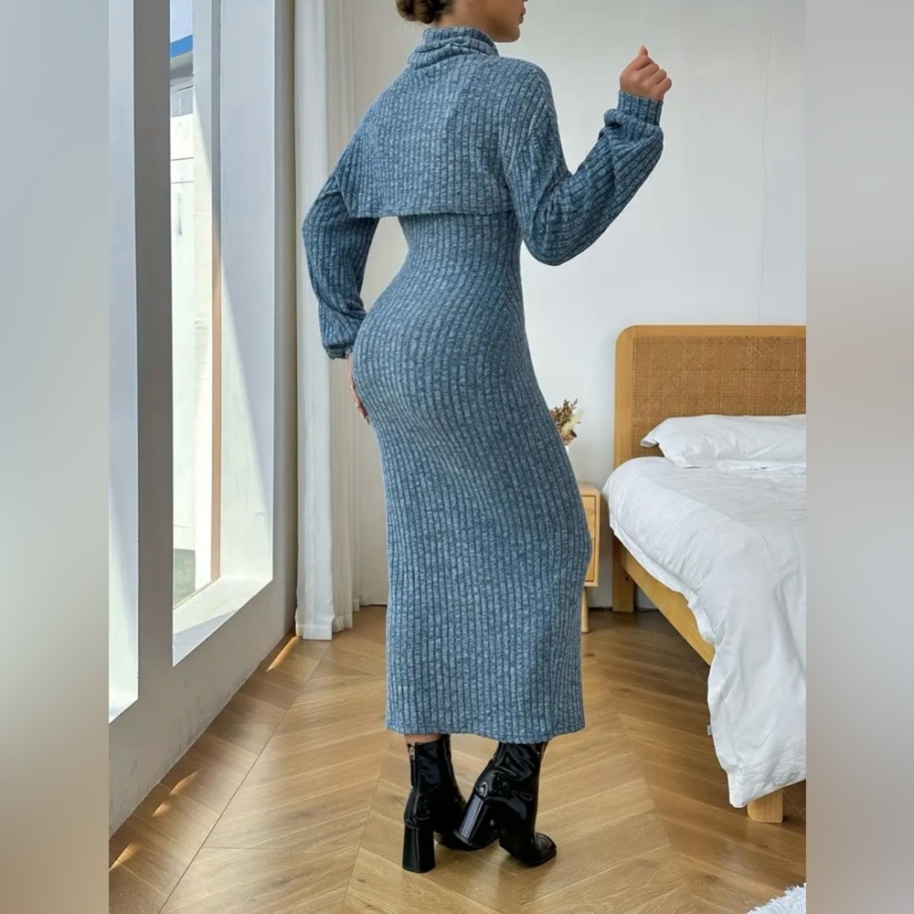 Ribbed solid two piece dress set women’s size small - Picture 2 of 3